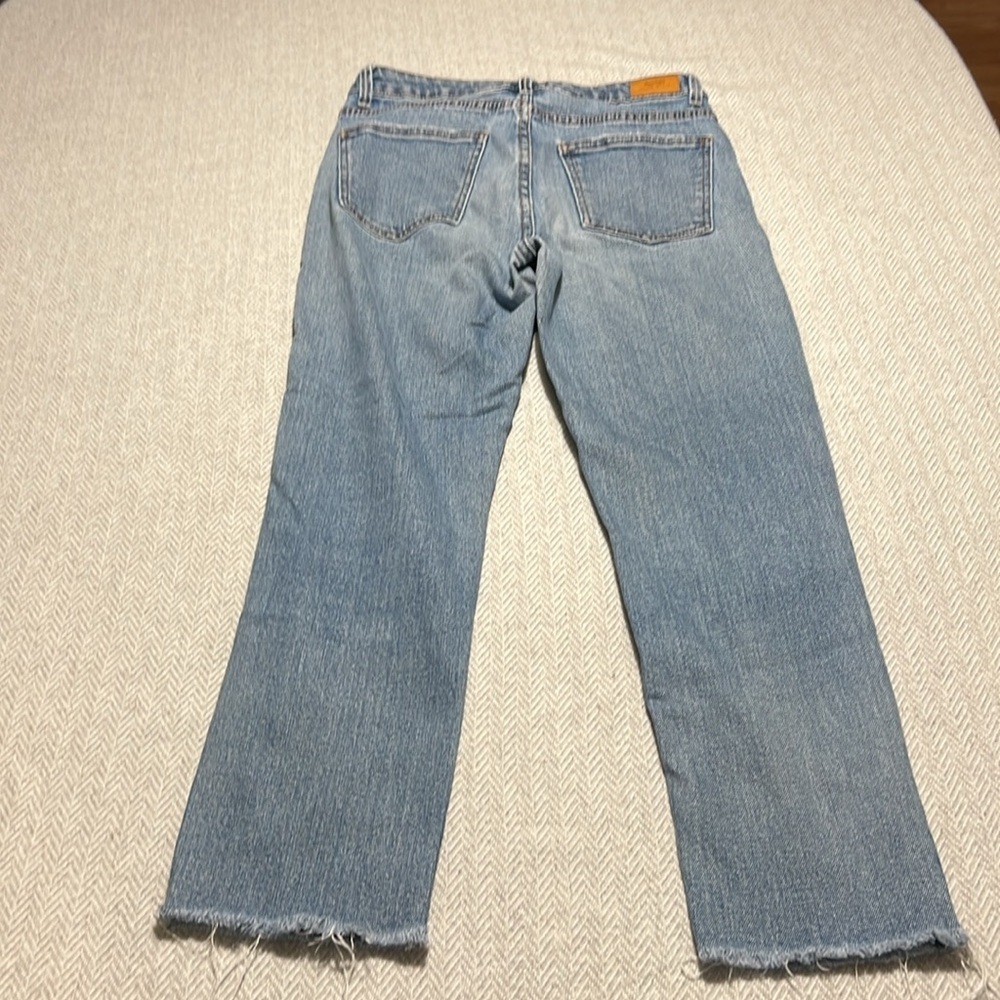 Bershka Light Blue Denim Crop Straight Jeans. Size 6 - Picture 3 of 11